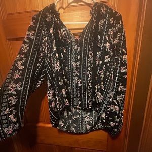 Long sleeve oversized boho patterened blouse